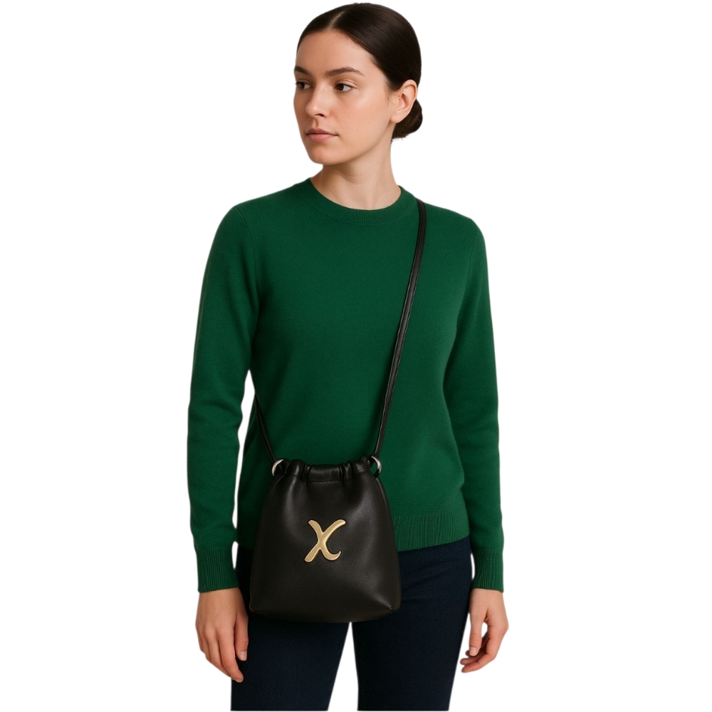 Paloma Picasso‎ Vintage Chocolate Brown Gold Logo Crossbody Shoulder Bag